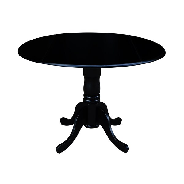 International Concepts Round 42 in Round Dual Drop Leaf Pedestal Table, Black, 42 W, 42 L, 29.5 in H, Wood, Black T46-42DP - main
